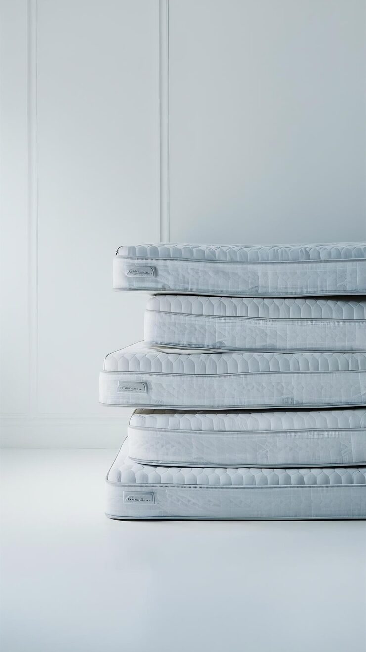 Bed Foams Mattress Isolated White Stack Orthopedic Mattresses by Orient Uniforms for customers in Dubai, Abu Dhabi, Sharjah, Ajman and across the UAE